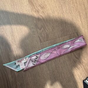 Emilio Pucci Pink and Aqua Silk Headband